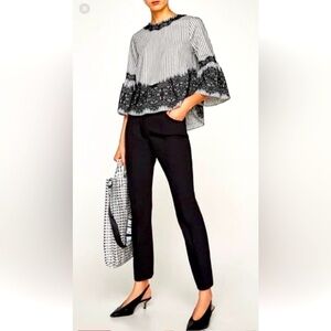 ZARA Black Lace Bell Sleeve Top